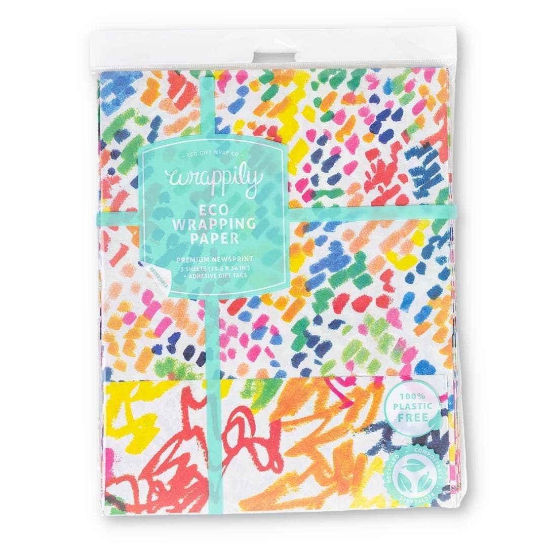 Funfetti/ Squiggles Party ‚Ä¢ Double-Sided Eco Wrapping Paper