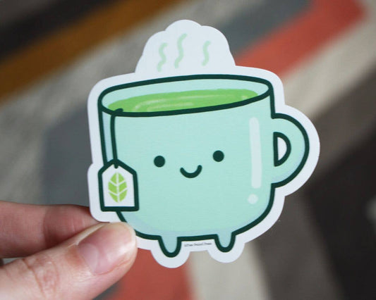 Green Tea Cup Vinyl Decal Sticker