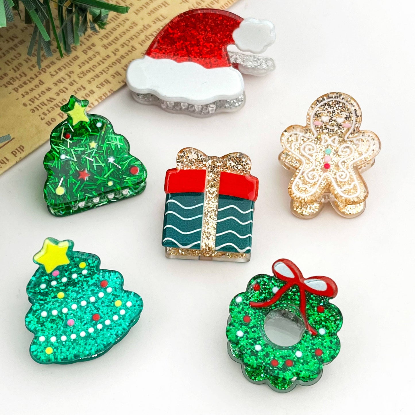 Christmas Mini Hair Claw Clips, Christmas Tree Hair Clip