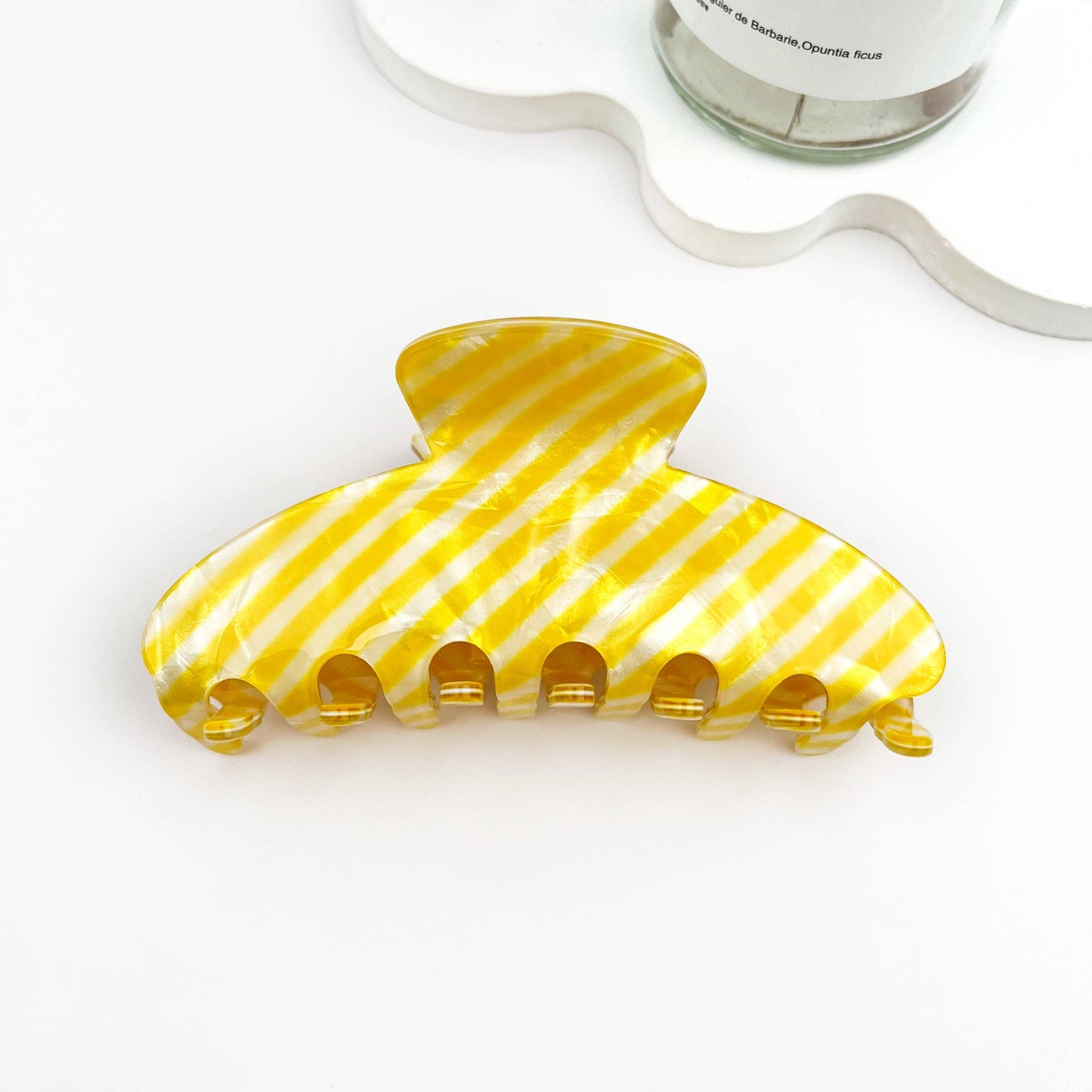 Striped Oversized PVC Geometric Claw Clip ‚Äì Bold & Chic