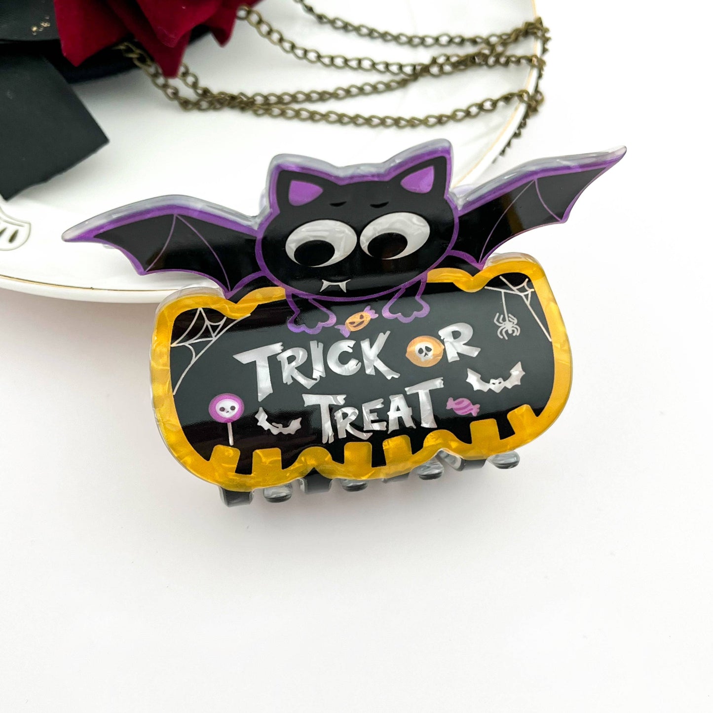 🎃 Pumpkin & Ghost Halloween Printed Hair Claw Clip