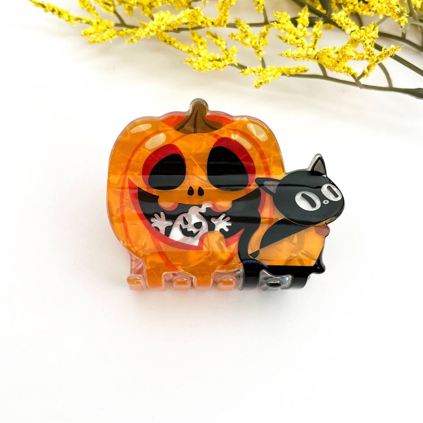 🎃 Pumpkin & Ghost Halloween Printed Hair Claw Clip