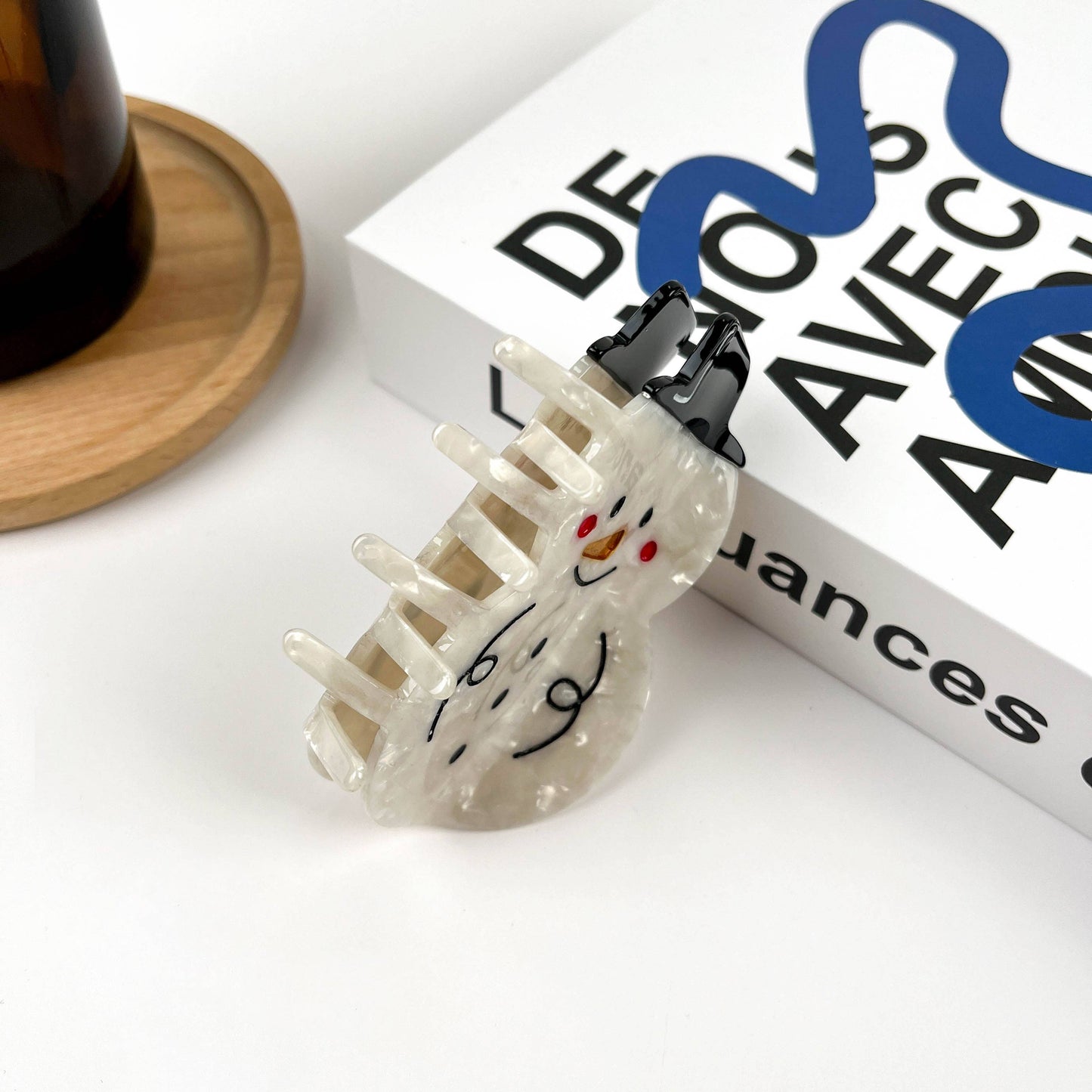 Hat Snowman Claw Clip, Christmas Winter Acetate Hair Clip