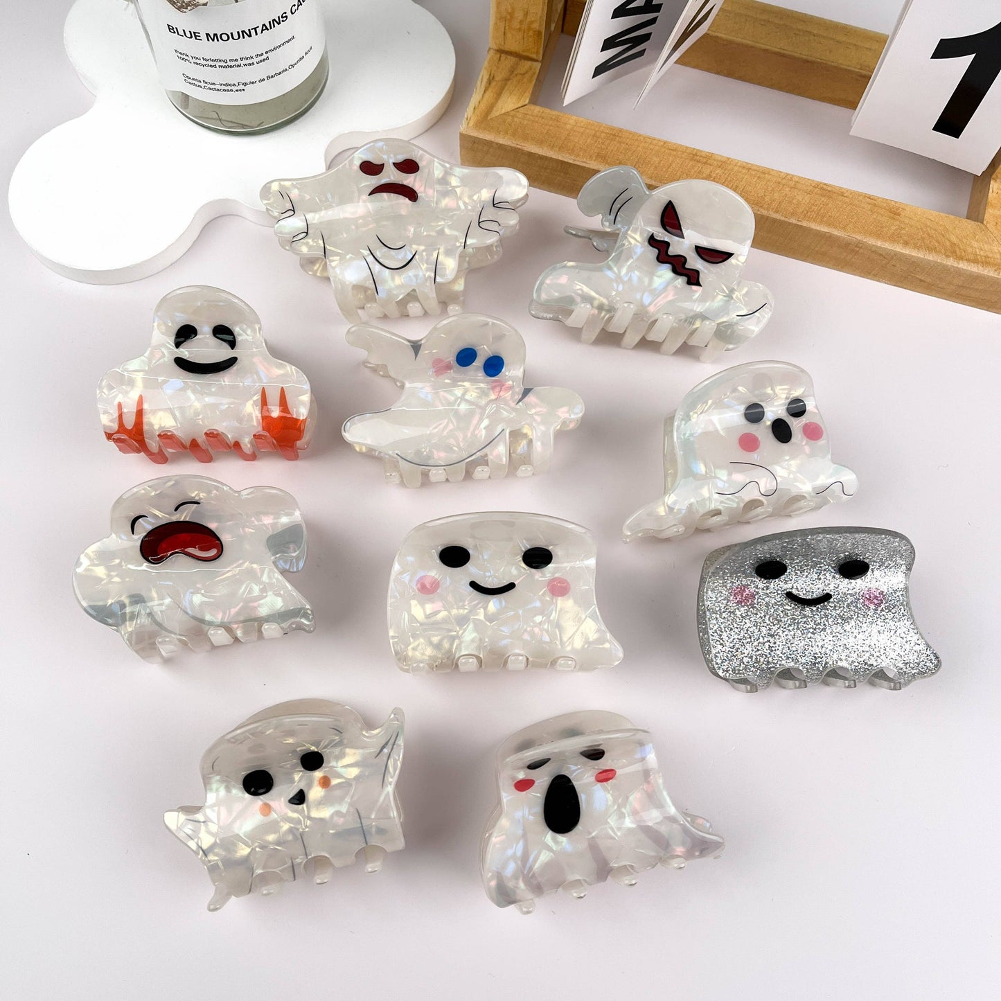White Ghost Halloween Hair Clip