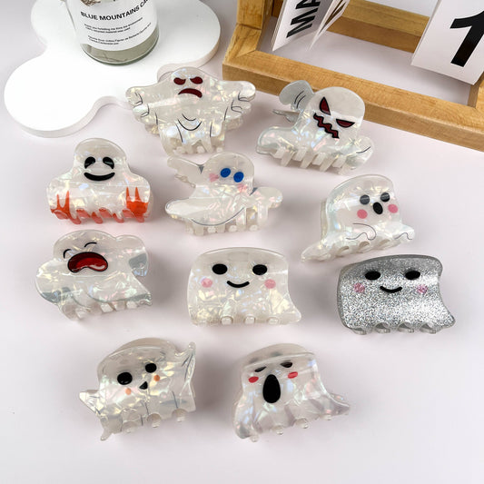 White Ghost Halloween Hair Clip