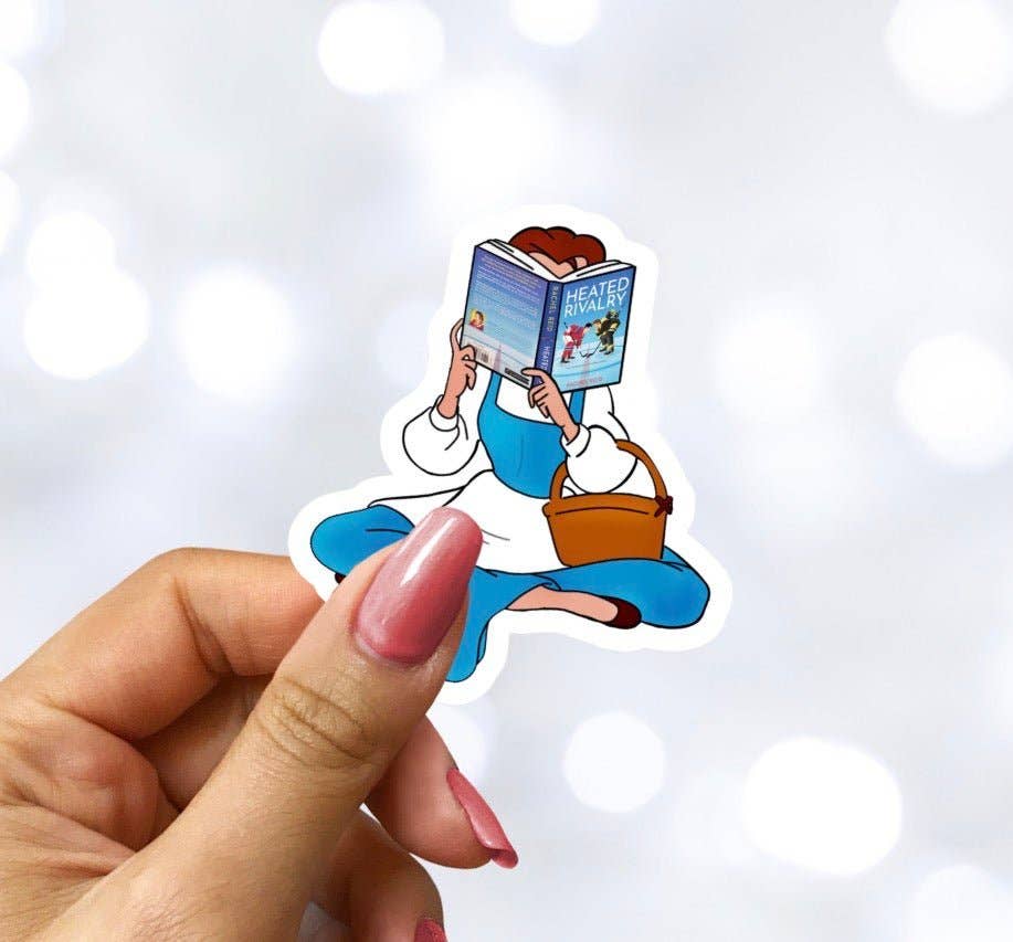 Princess Reading Heated Rivalry Laminated Sticker