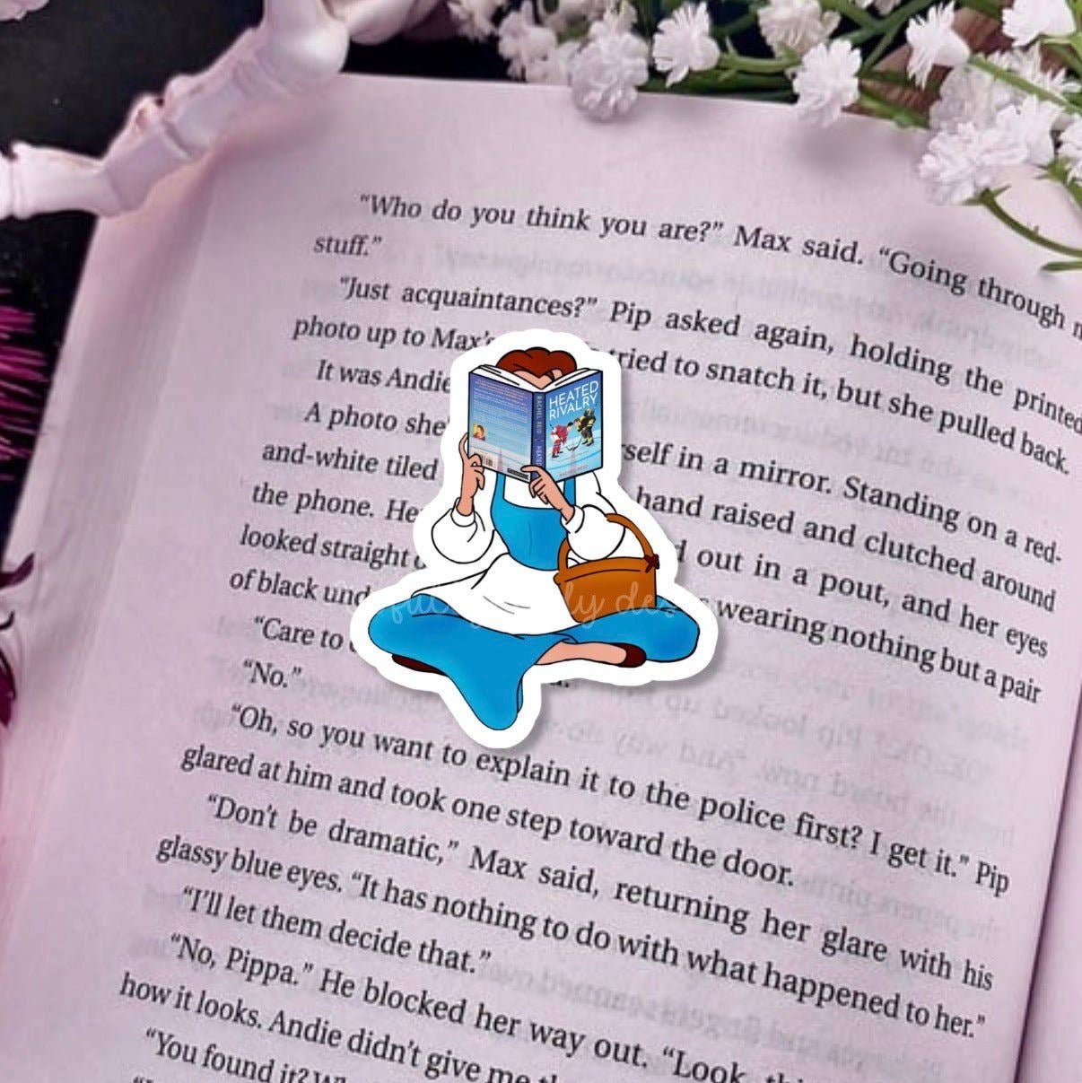 Princess Reading Heated Rivalry Laminated Sticker