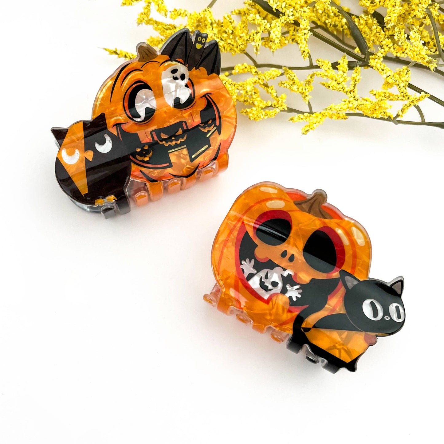 🎃 Pumpkin & Ghost Halloween Printed Hair Claw Clip