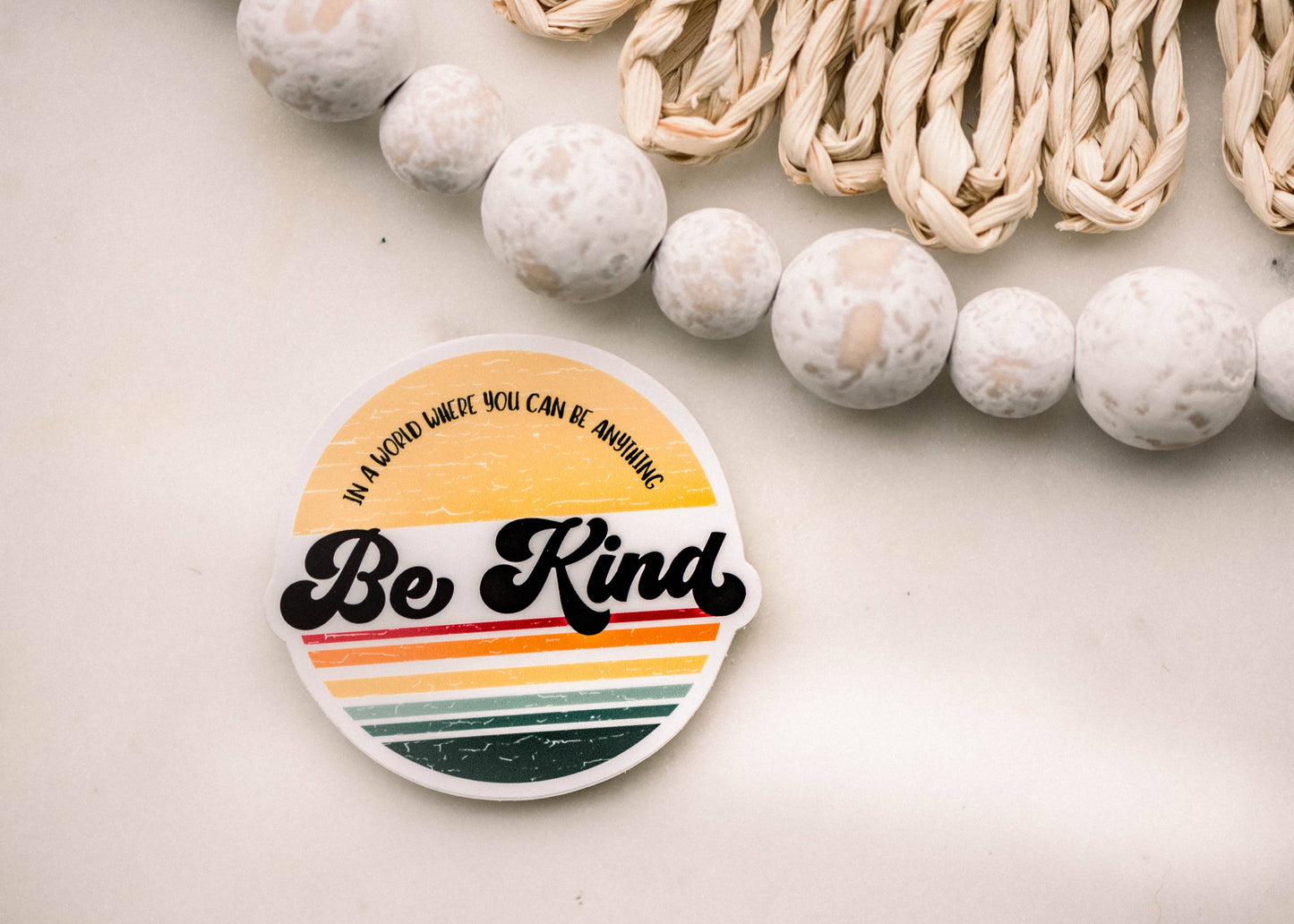 Be Kind Retro Circle Vinyl Sticker, 3x3 in