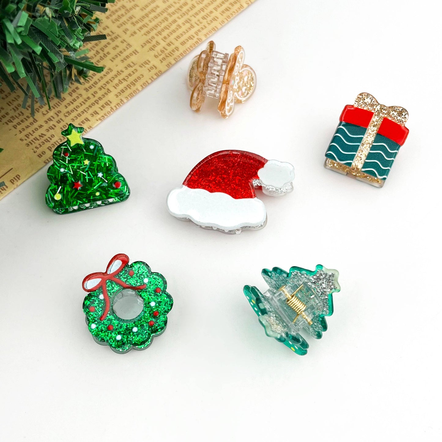 Christmas Mini Hair Claw Clips, Christmas Tree Hair Clip