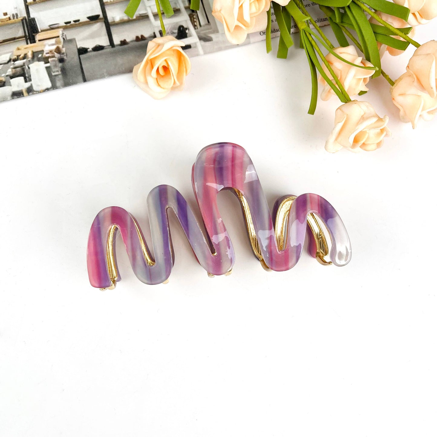 Simple wave hair claw clips