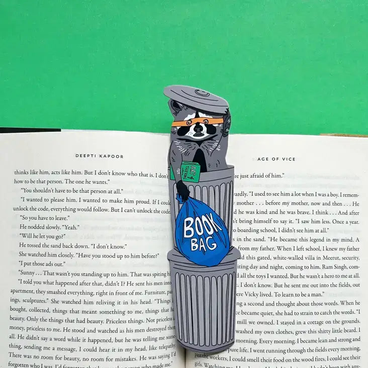 Naughty Book Loving Raccoon Bookmark (it's die cut!) LIMITED