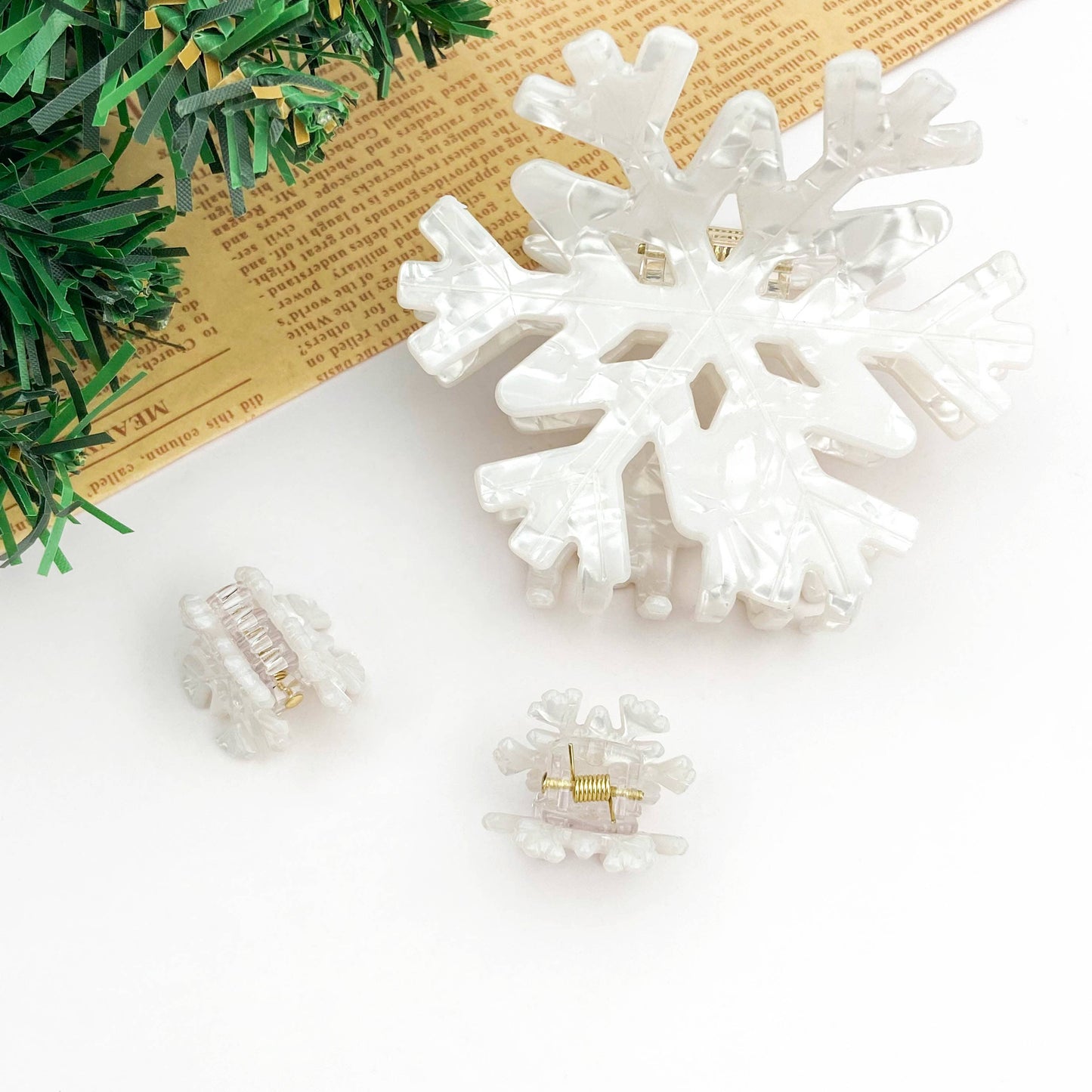 White Winter Snowflake Hair Claw Clip, Christmas Hair Clip