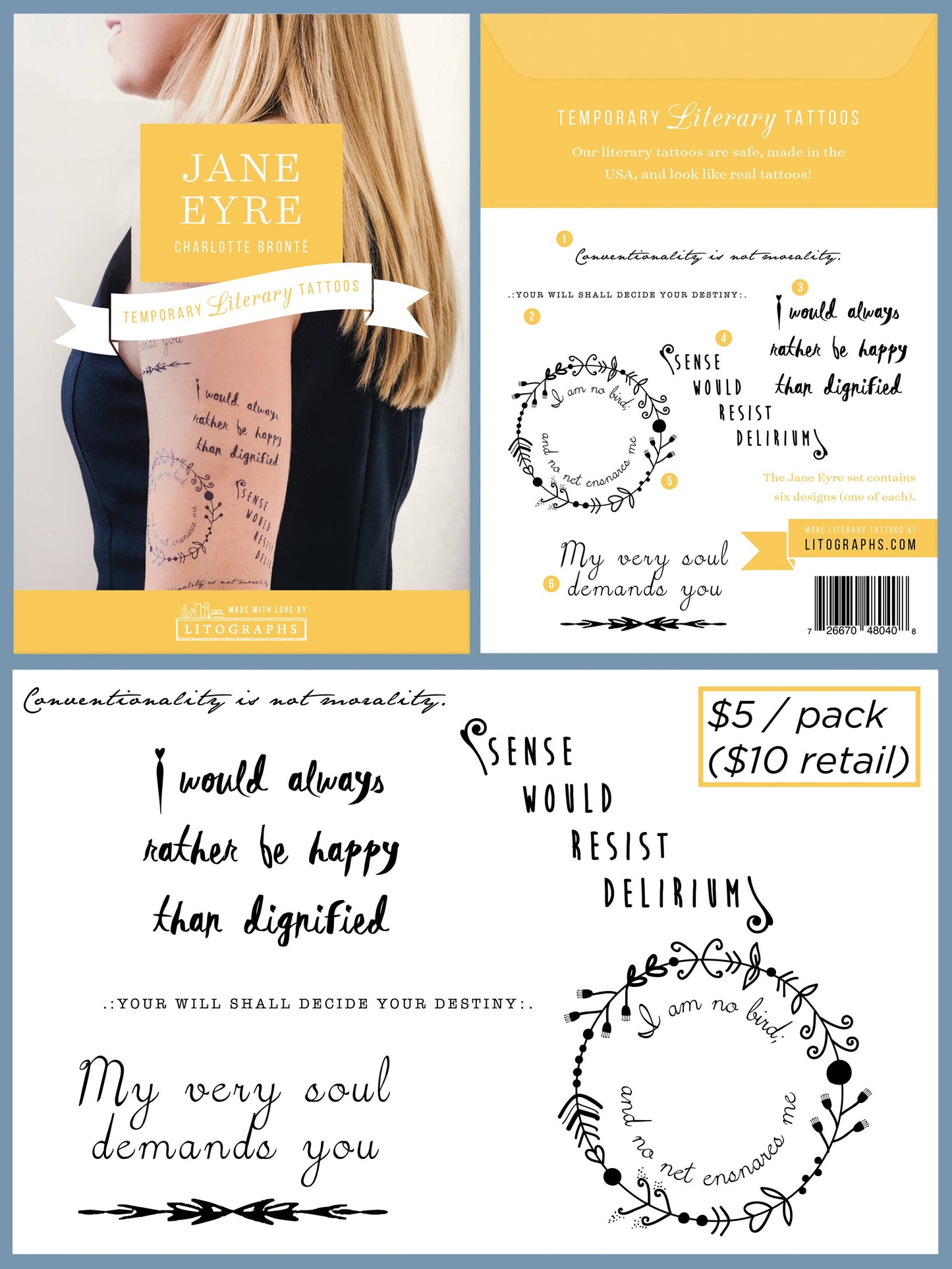 Jane Eyre - Tattoo Pack (6 designs)