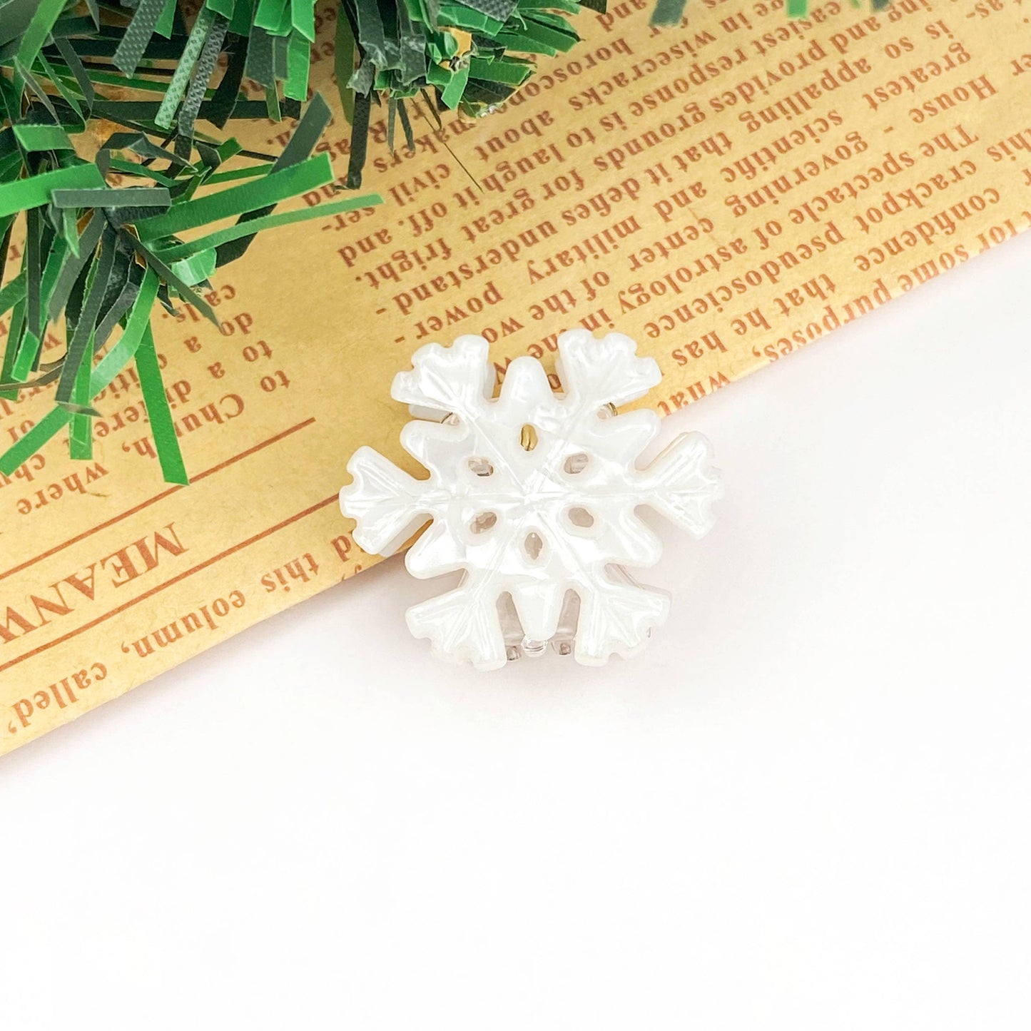 White Winter Snowflake Hair Claw Clip, Christmas Hair Clip